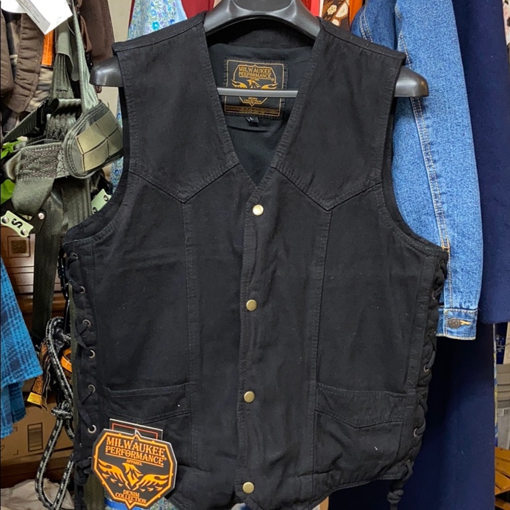 Men’s denim biker vest